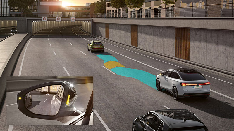 vw id7 tourer asistent zmeny jizdniho pruhu