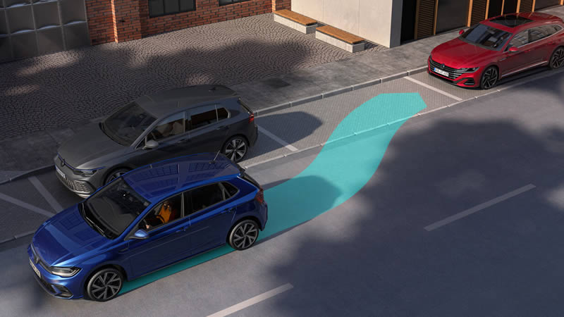Volkswagen Polo VW Polo zobrazuje asistenční systém Park Assist