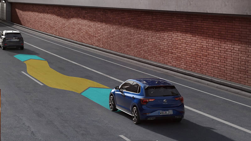 Volkswagen Polo VW Polo zobrazuje asistenční systém Side Assist