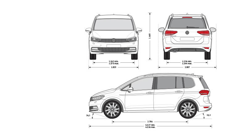Volkswagen Touran vw touran technické údaje boční pohled